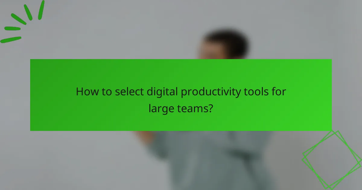 How to select digital productivity tools for large teams?